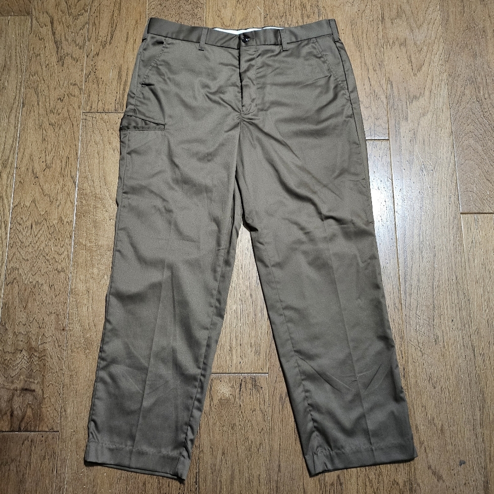 Wearguard UPS Pants Men Size 38x30 Brown Flat Front Workwear Chino 5 Pocket